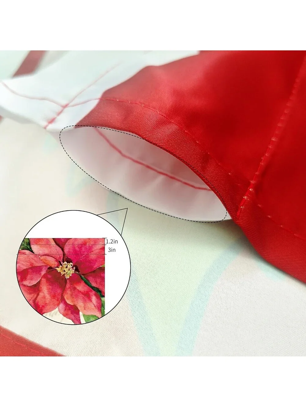 Poinsettia Christmas Curtain Valances Set, Upper & Lower Curtains